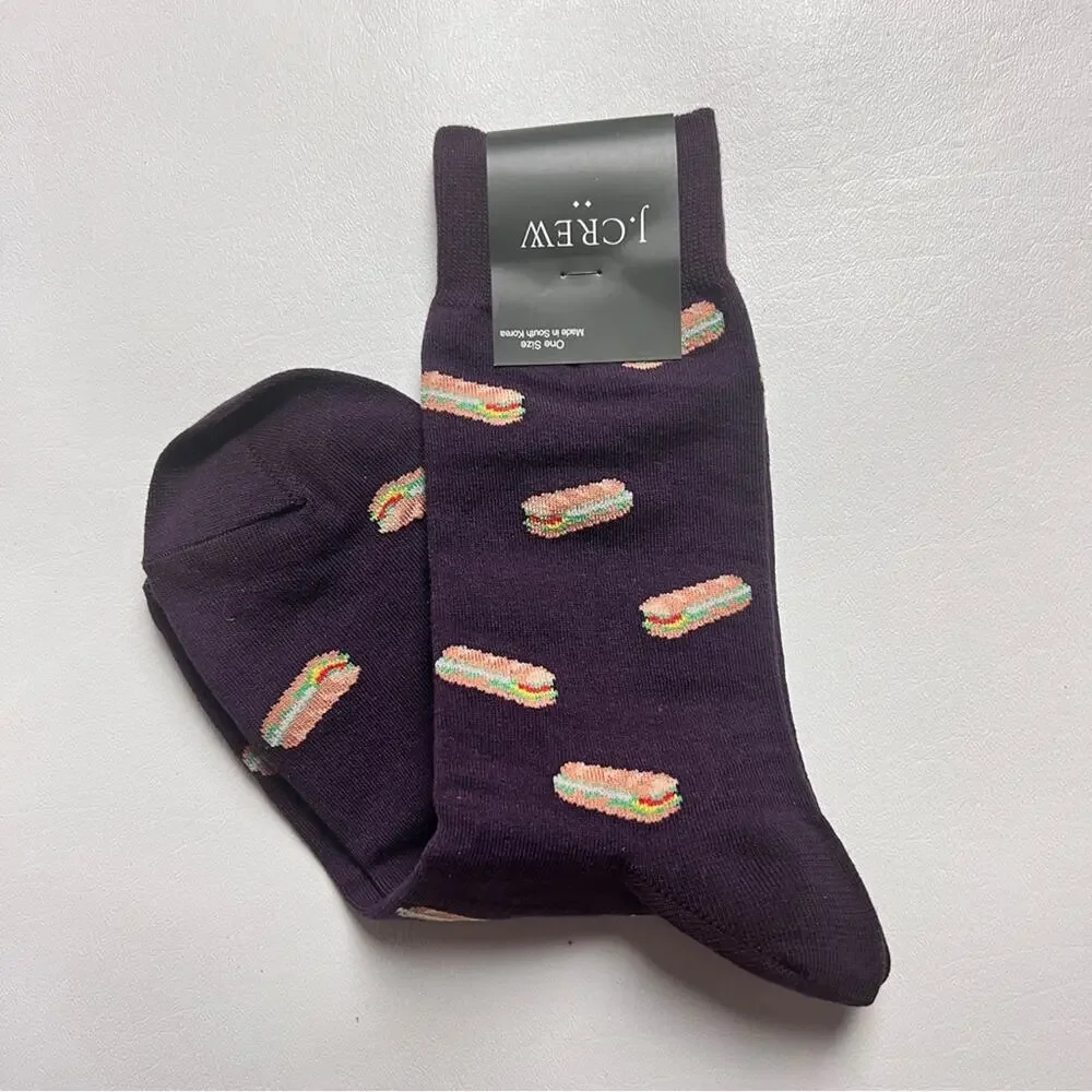 J.Crew Men's sandwich Print  Graphic Design Trouser Socks Onesize NWT